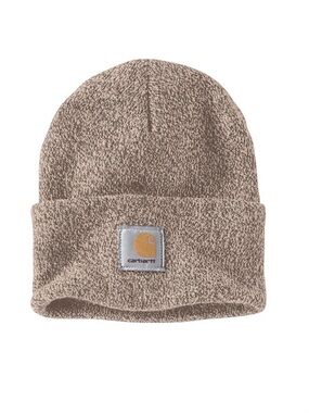 Carhartt Knit Cuffed Beanie A18 Logo Patch Heathered Sepia/Taupe Outdoor Unisex